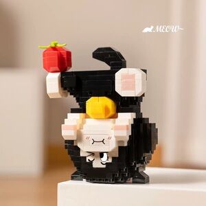 Black and White Cat Building Block Toy